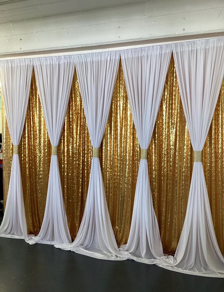 Luxury Gold And White Sequin Fabric Backdrop For Parties And Weddings - wedding decoration by ARV Decor