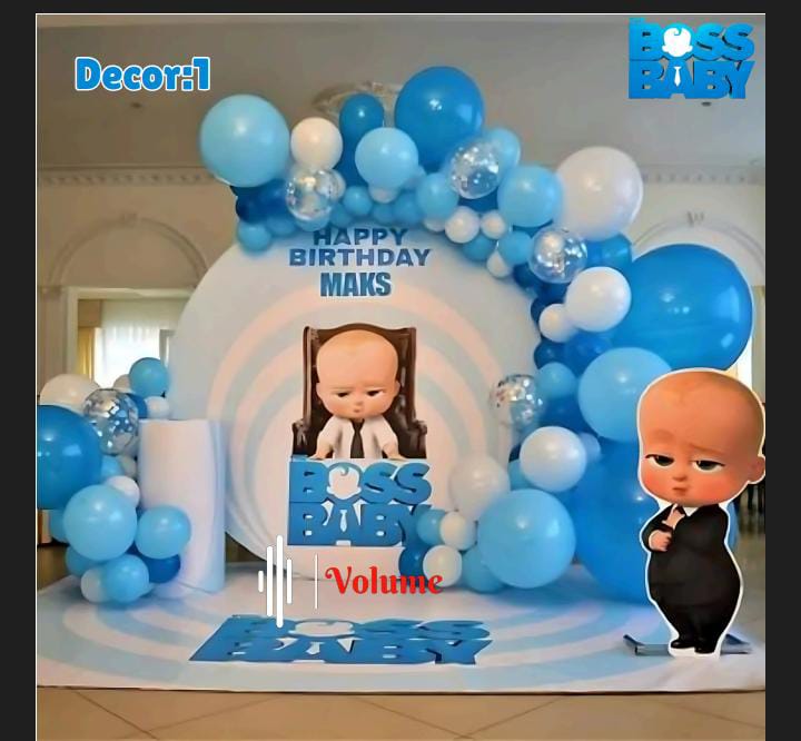 Boss Baby Blue Kids Birthday Backdrop With Balloon Arch Decor - birthday decoration by ARV Decor