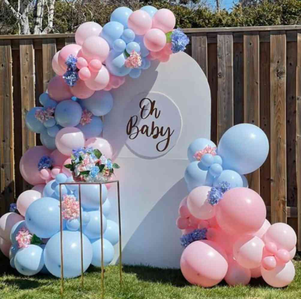 Modern Pastel Blue And Pink Oh Baby Baby Shower Balloon Backdrop Decor - welcome baby decoration by ARV Decor