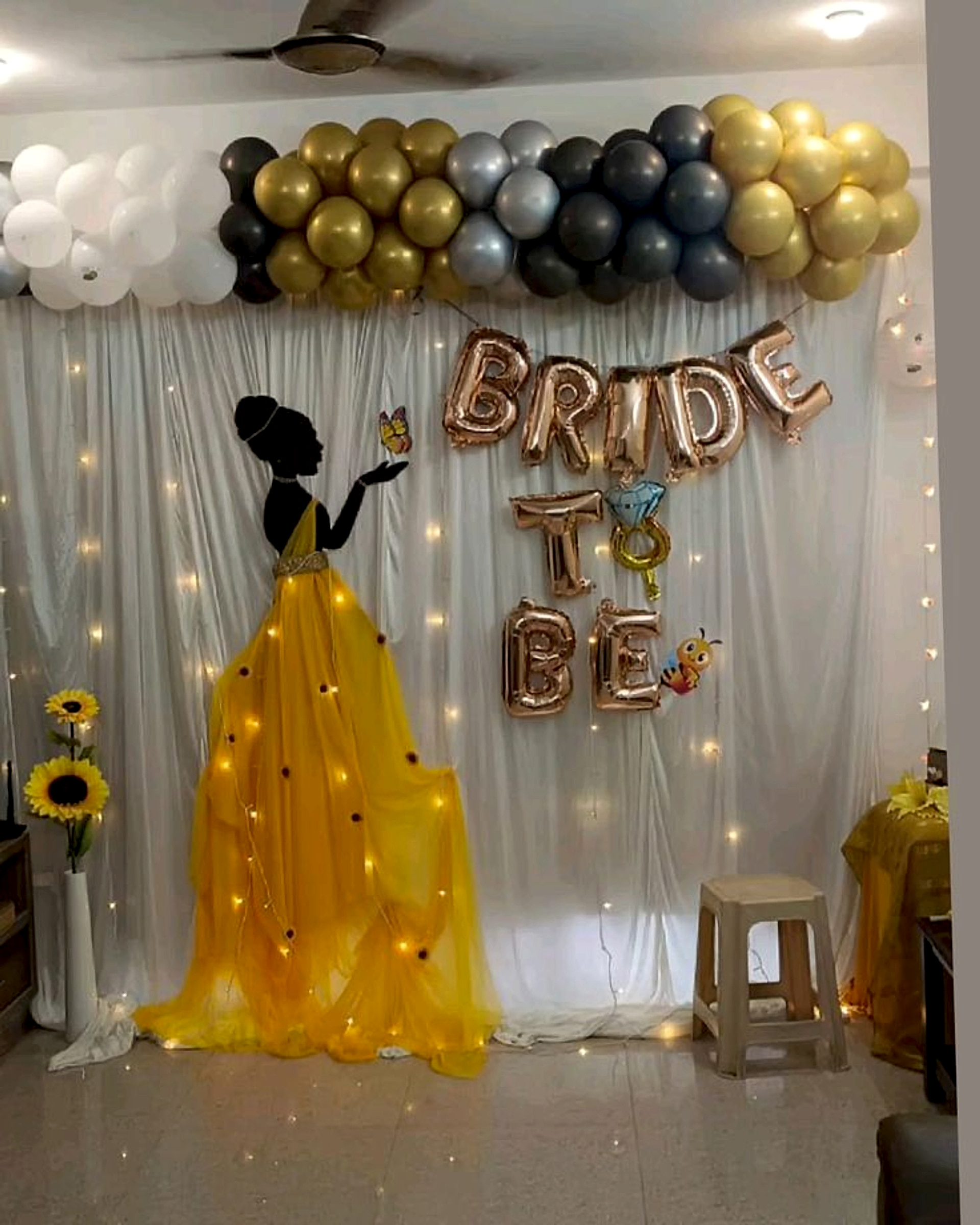 Yellow And Gold Bride To Be Bridal Shower Decor With Balloon Garland - Bride to be by ARV Decor thumbnail 2
