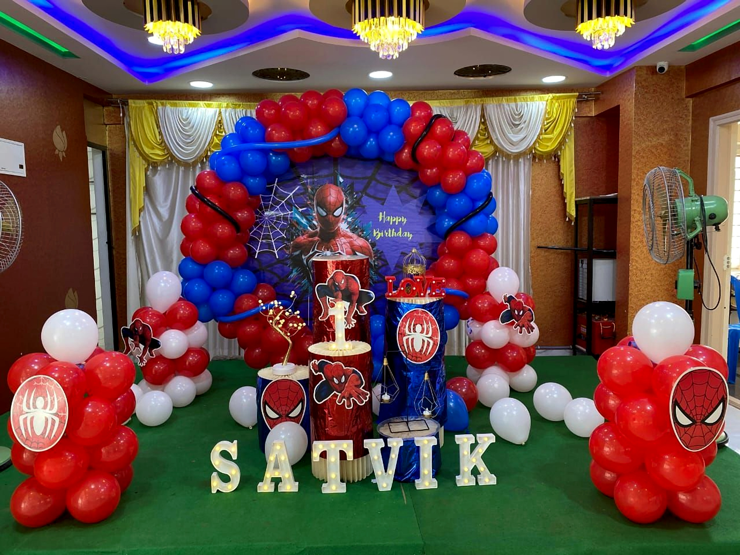 Spiderman Theme Kids Birthday Party Red Blue Balloon Decor With Name Letters - Kids Birthday Decoration by ARV Decor thumbnail 2